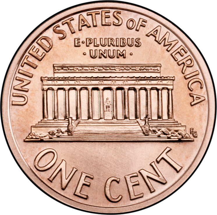 U S One Cent Coin Reverse PNG