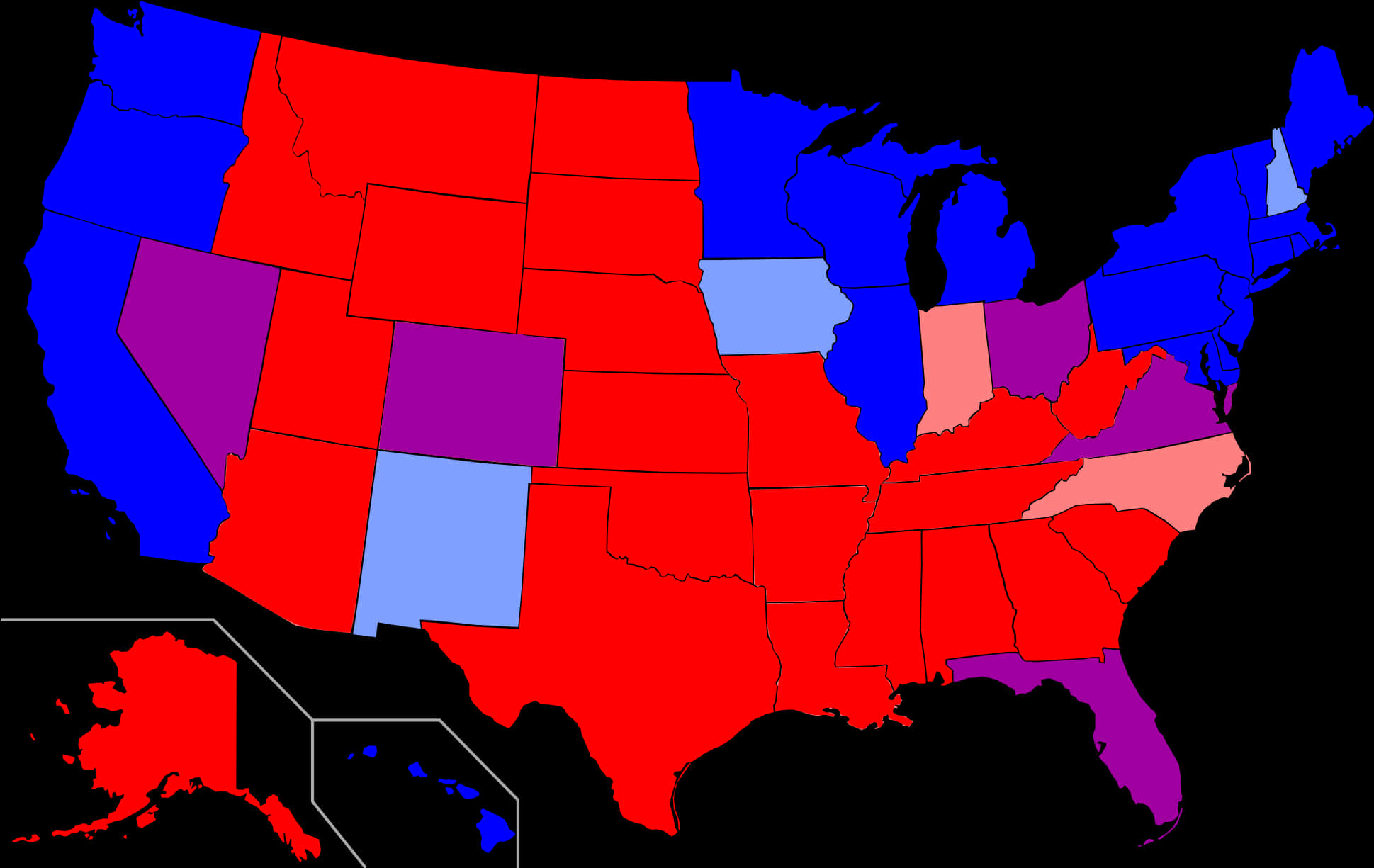 U S Political Map Color Coded States PNG