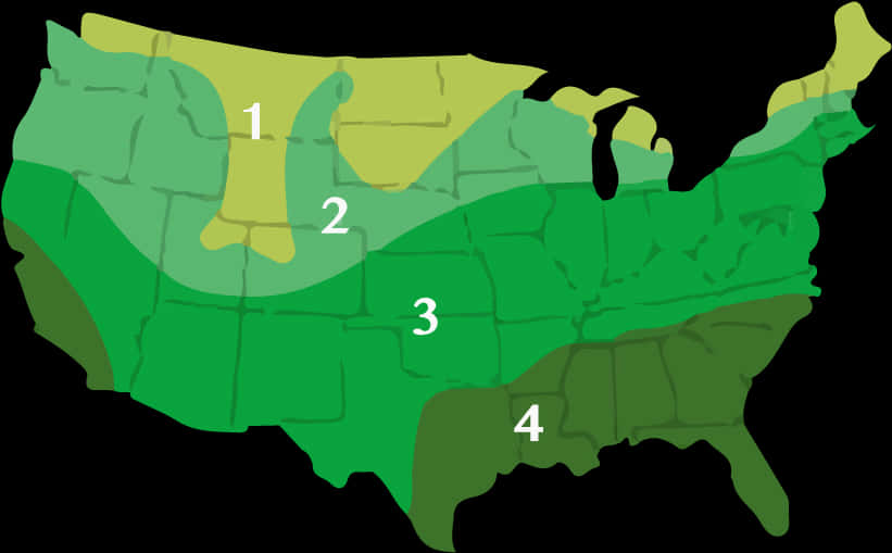 U S Regions Map Simplified PNG