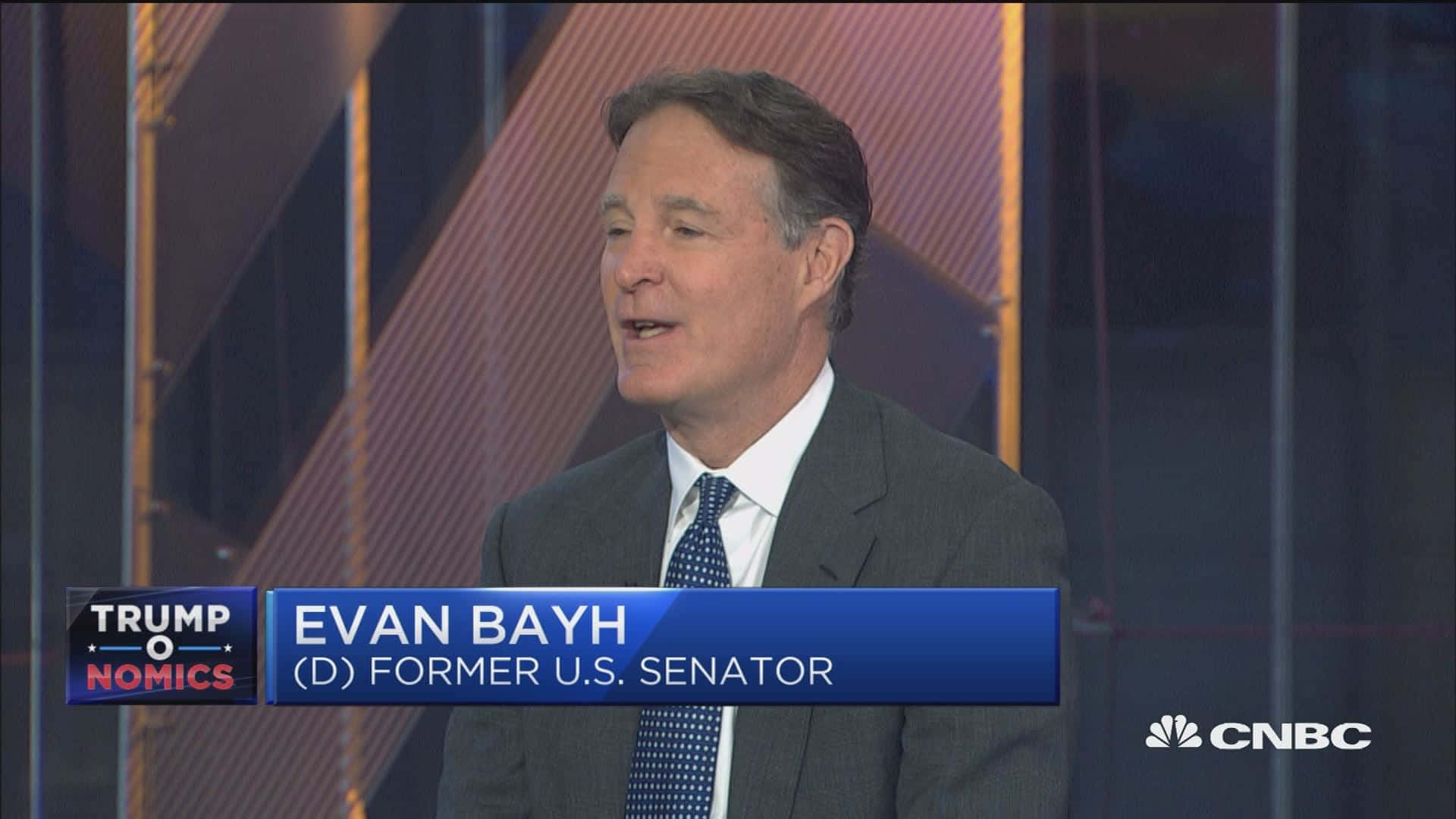 U.s. Senator Evan Bayh Discusses Policy At Podium Wallpaper