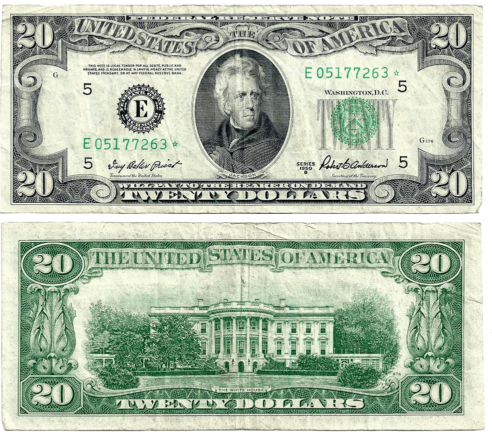 U S Twenty Dollar Bill1985 Series PNG