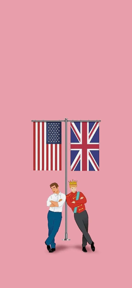 U S U K Flags Cartoon Characters Wallpaper