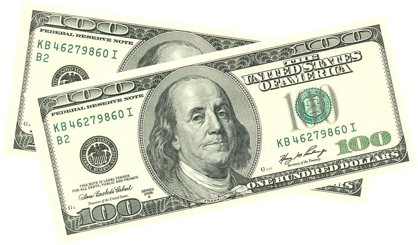 U S100 Dollar Bills Fanned Out PNG