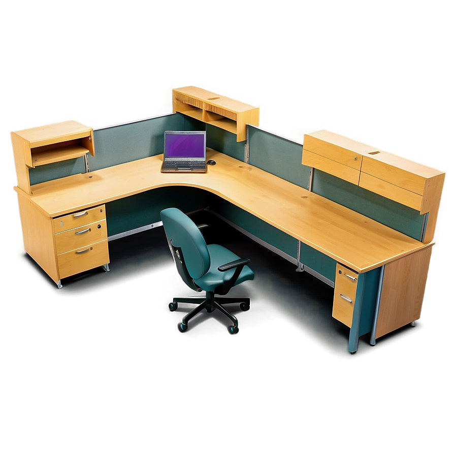 U-shaped Office Desk Png 06122024 PNG