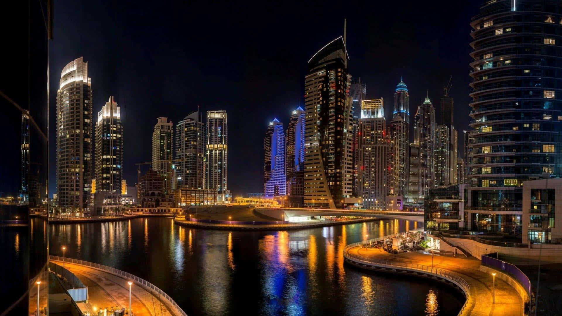 Smukskumring Skyline Af Forenede Arabiske Emirater