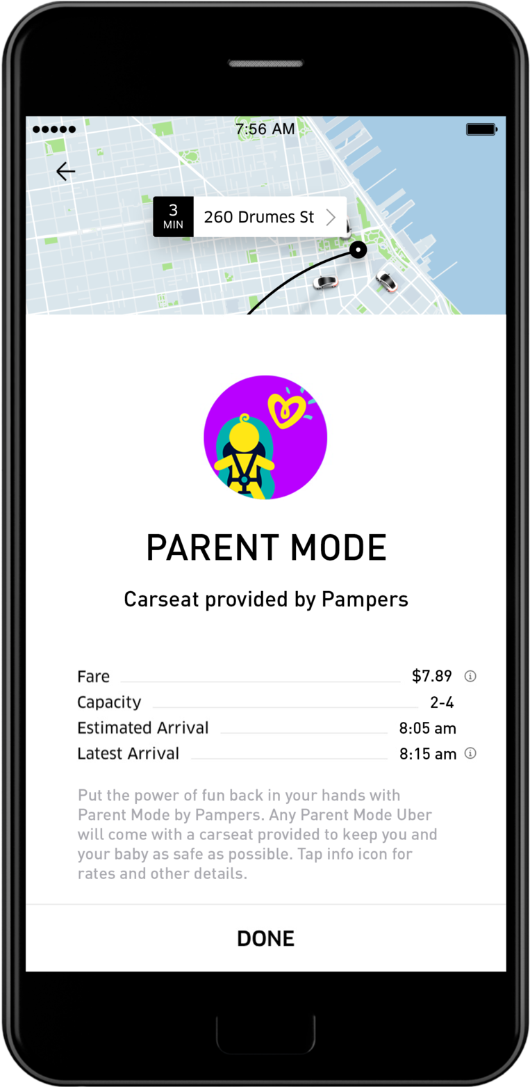 Uber Parent Mode App Screen PNG