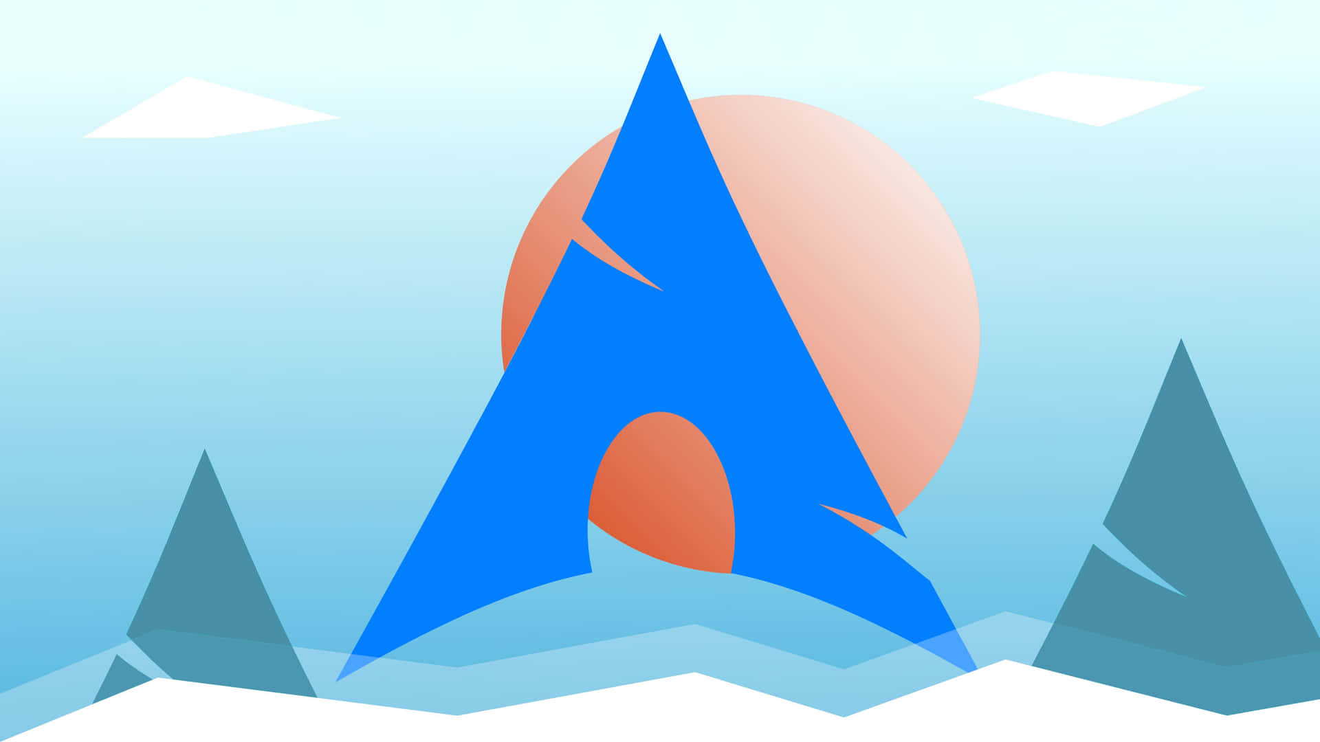 A Blue And Blue Arrow With Snow On It Wallpaper