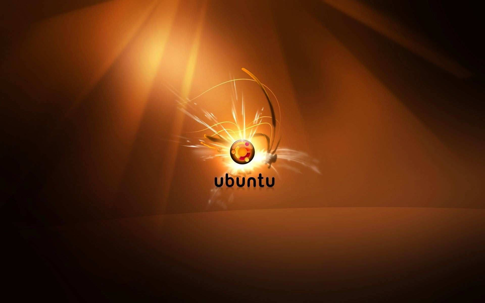 Ubuntu In Golden Flashing Logo Wallpaper