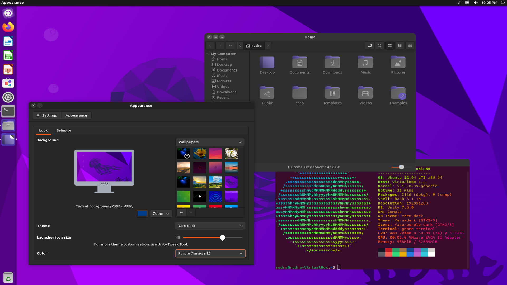 Udforsk verden af Ubuntu med dette farverige tapet.