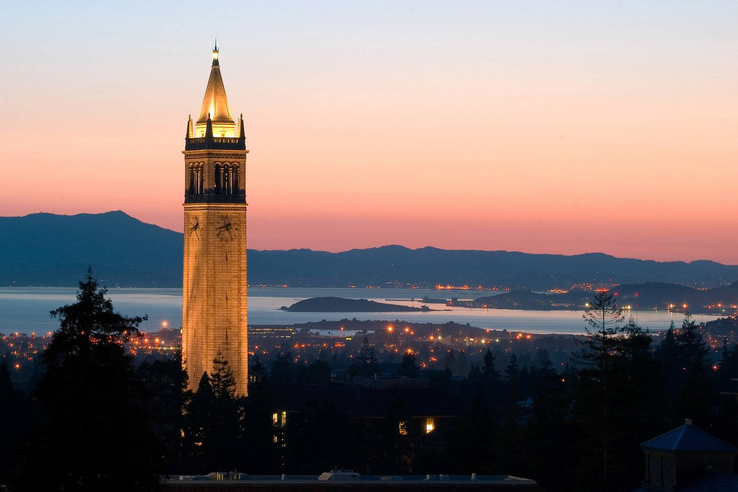 Ucb Sather Tower Lit-up Wallpaper