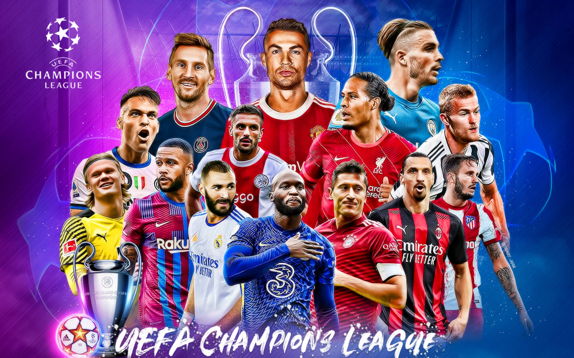 UEFA Champions League Football Stars Art Wallpaper