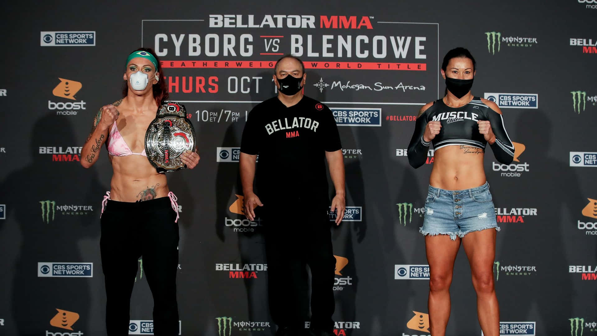 UFC-atleter Cris Cyborg og Arlene Blencowe Bellator vejer ind Wallpaper