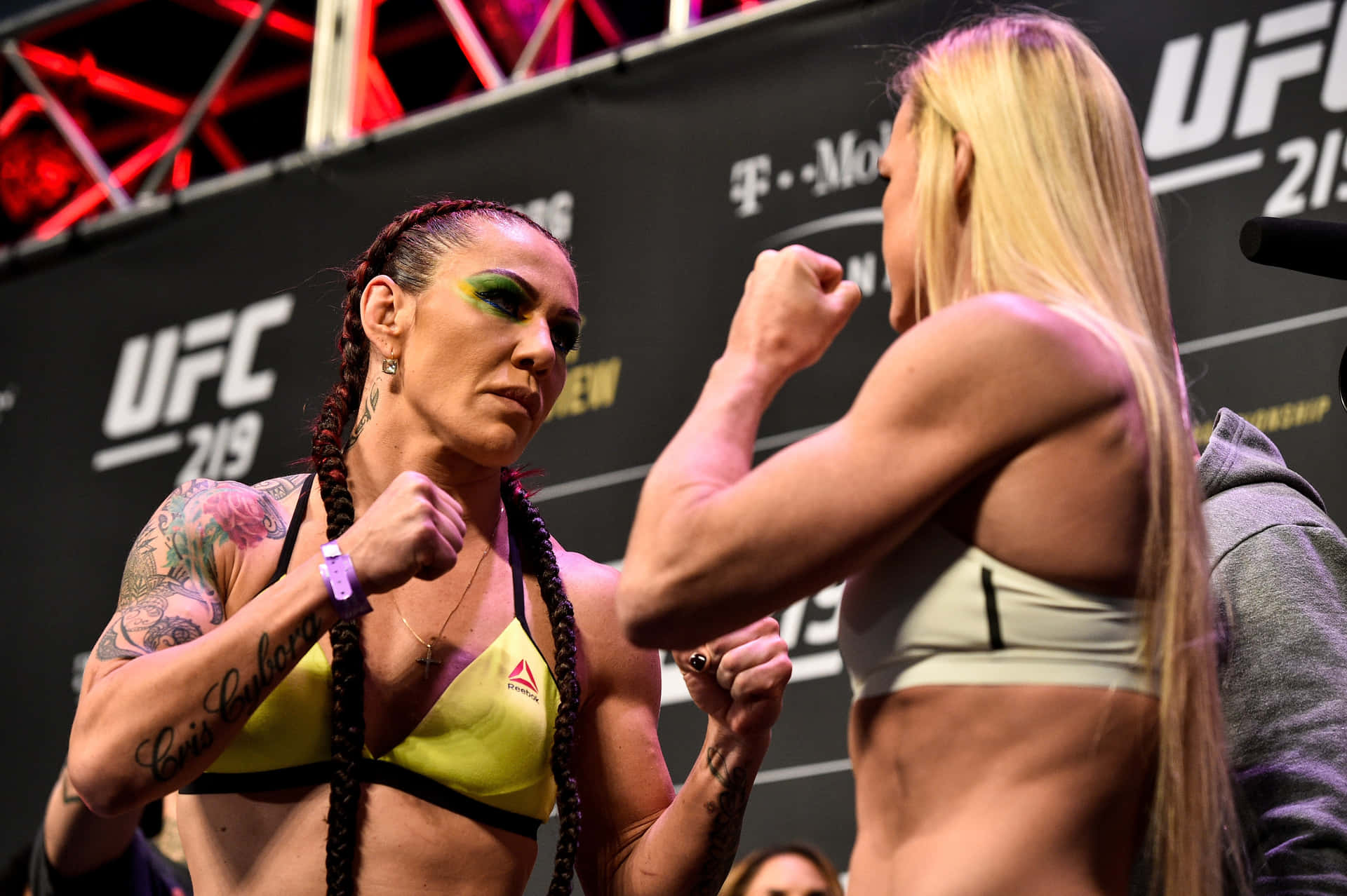 UFC Athletes Cris Cyborg And Holly Holm Ceremonial Weigh Ins Wallpaper