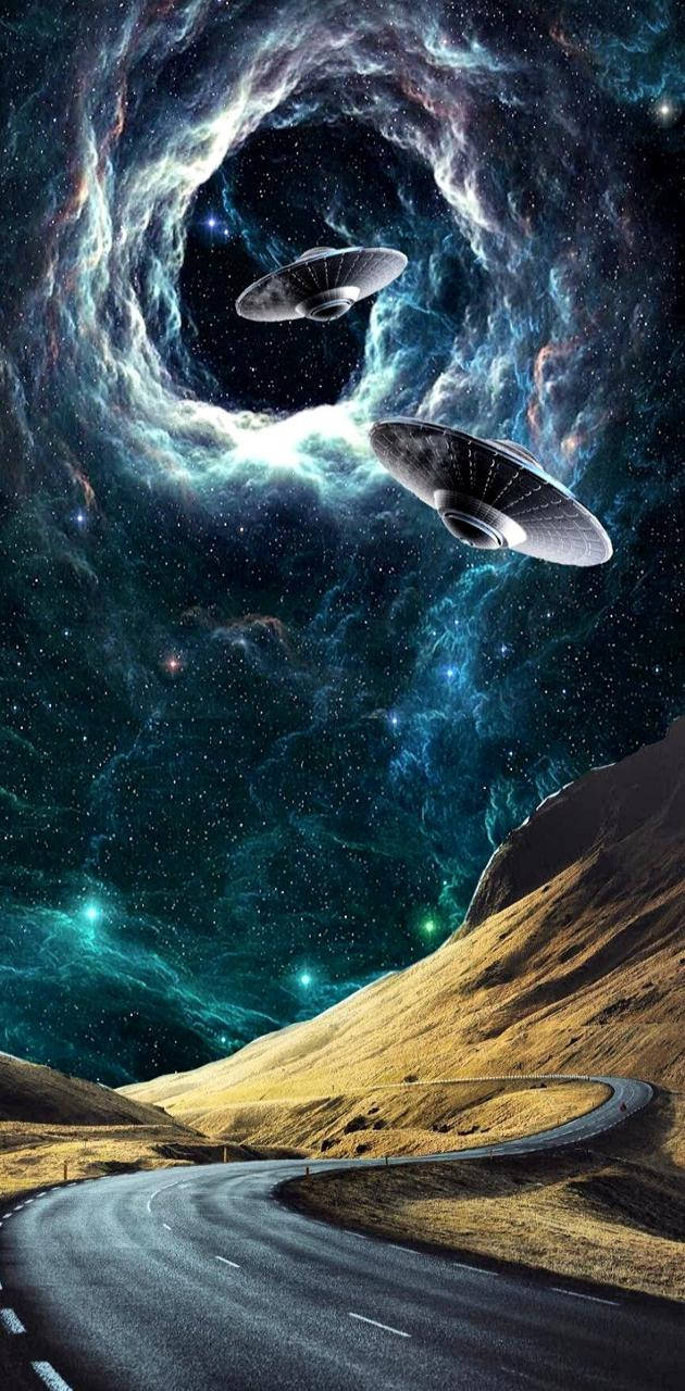 Ufo And Black Hole Wallpaper