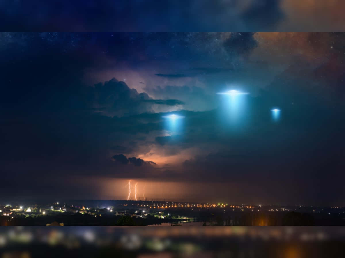 "The Mysterious UFO Lights Up the Night Sky"