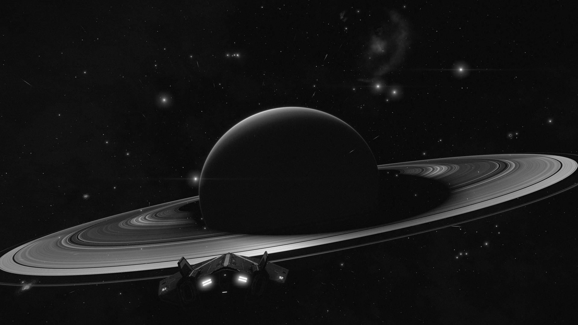Ufo Saturn Monokrom 4k Wallpaper