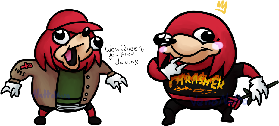 Ugandan_ Knuckles_ Queen_and_ Warrior PNG