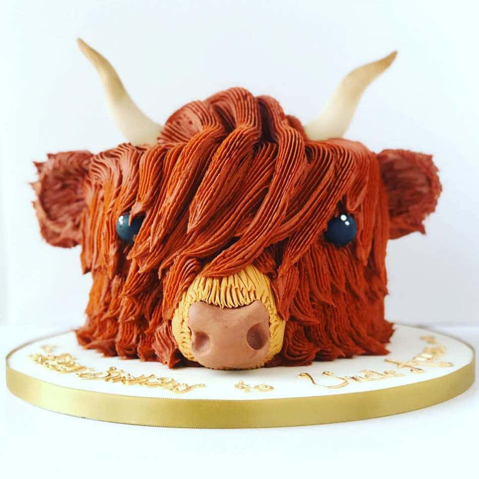 A Cake With A Highland Cow On Top