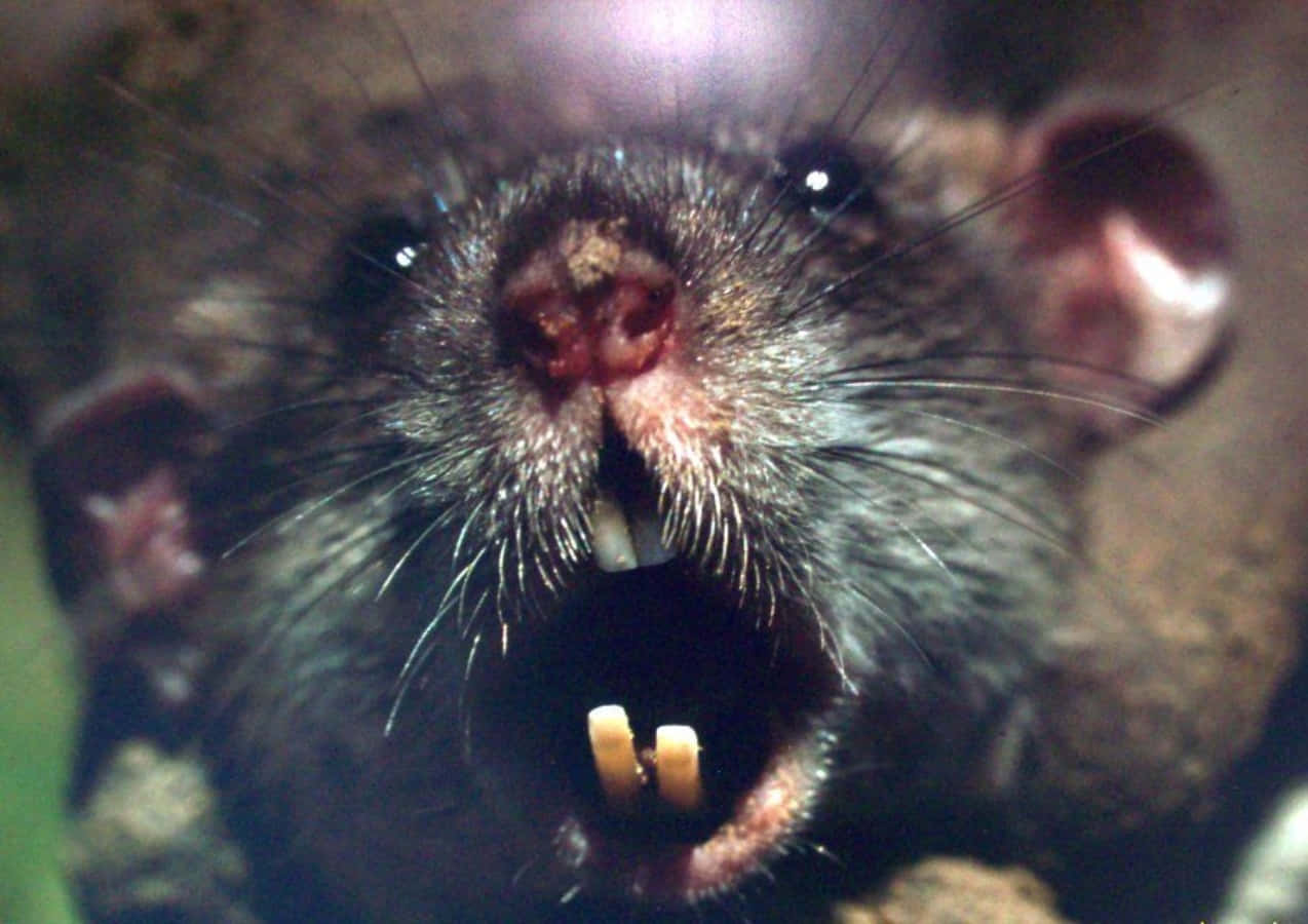 Bildeines Schmutzigen Zahns Und Einer Hässlichen Ratte
