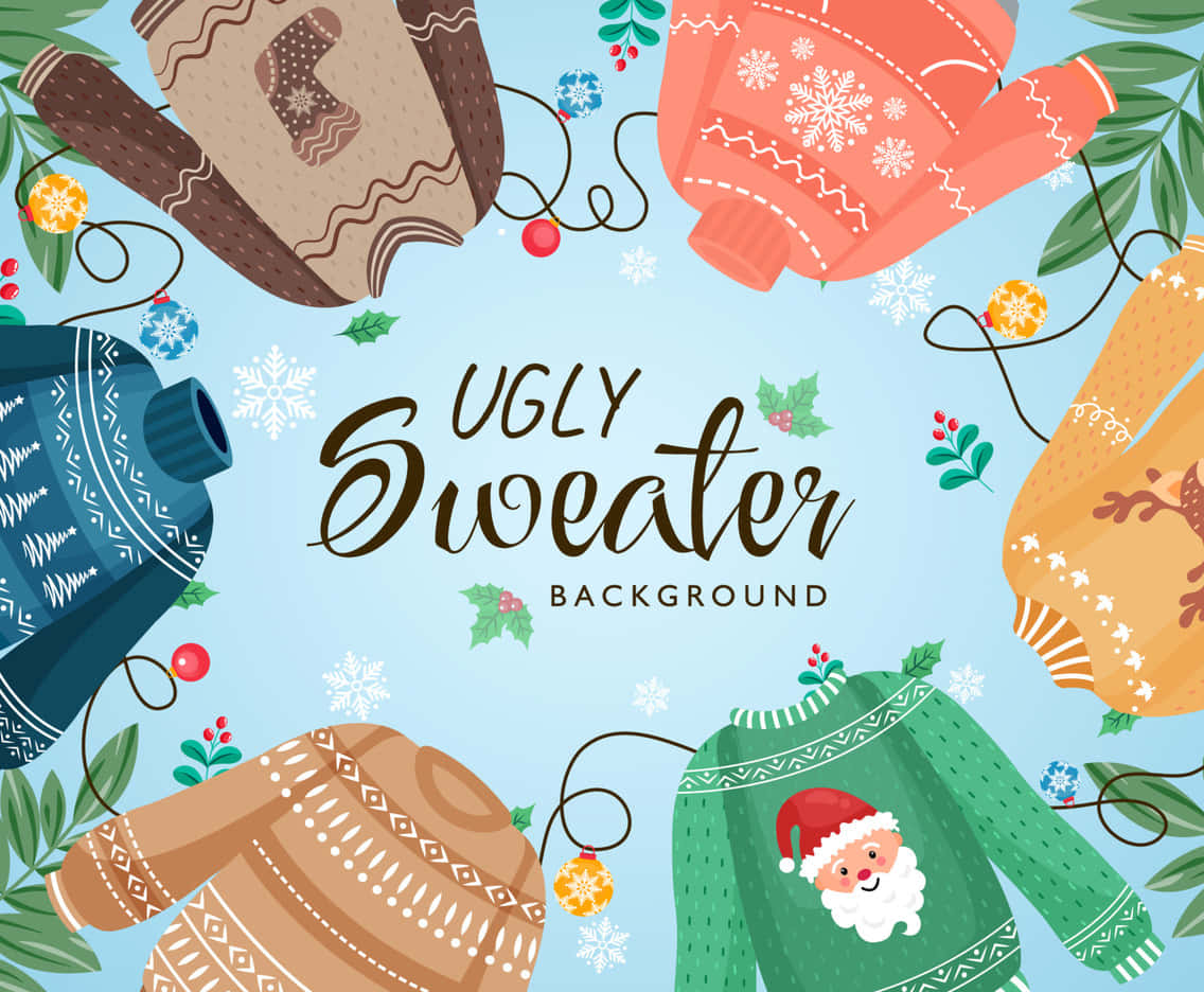 Ugly Sweaters Arranged In A Radial Pattern Wallpaper