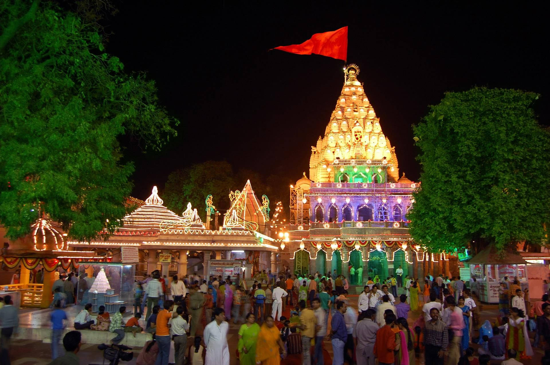 Papel De Parede Do Templo Mahakal Em Ujjain À Noite Papel de Parede