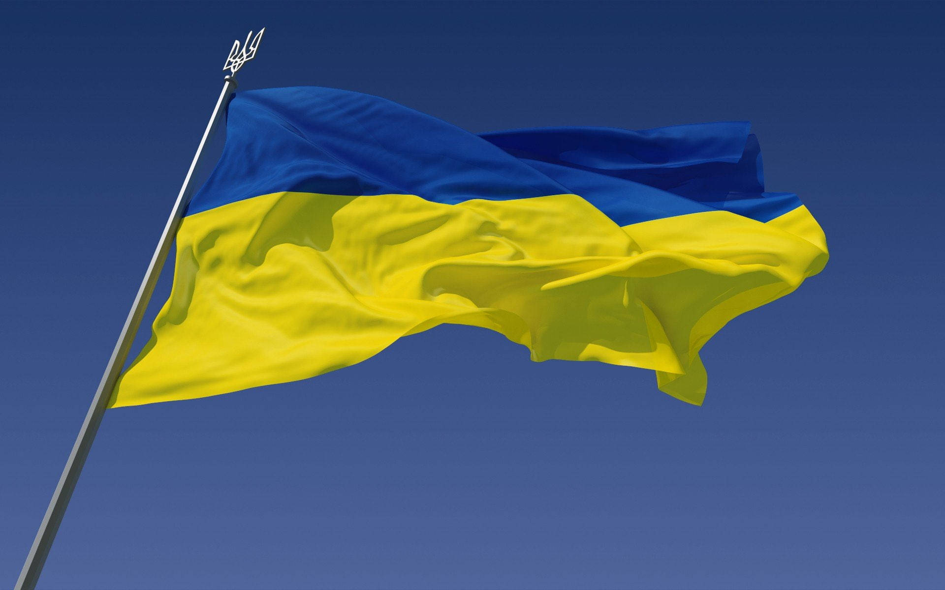 Ukraine Flag On Flagpole Background