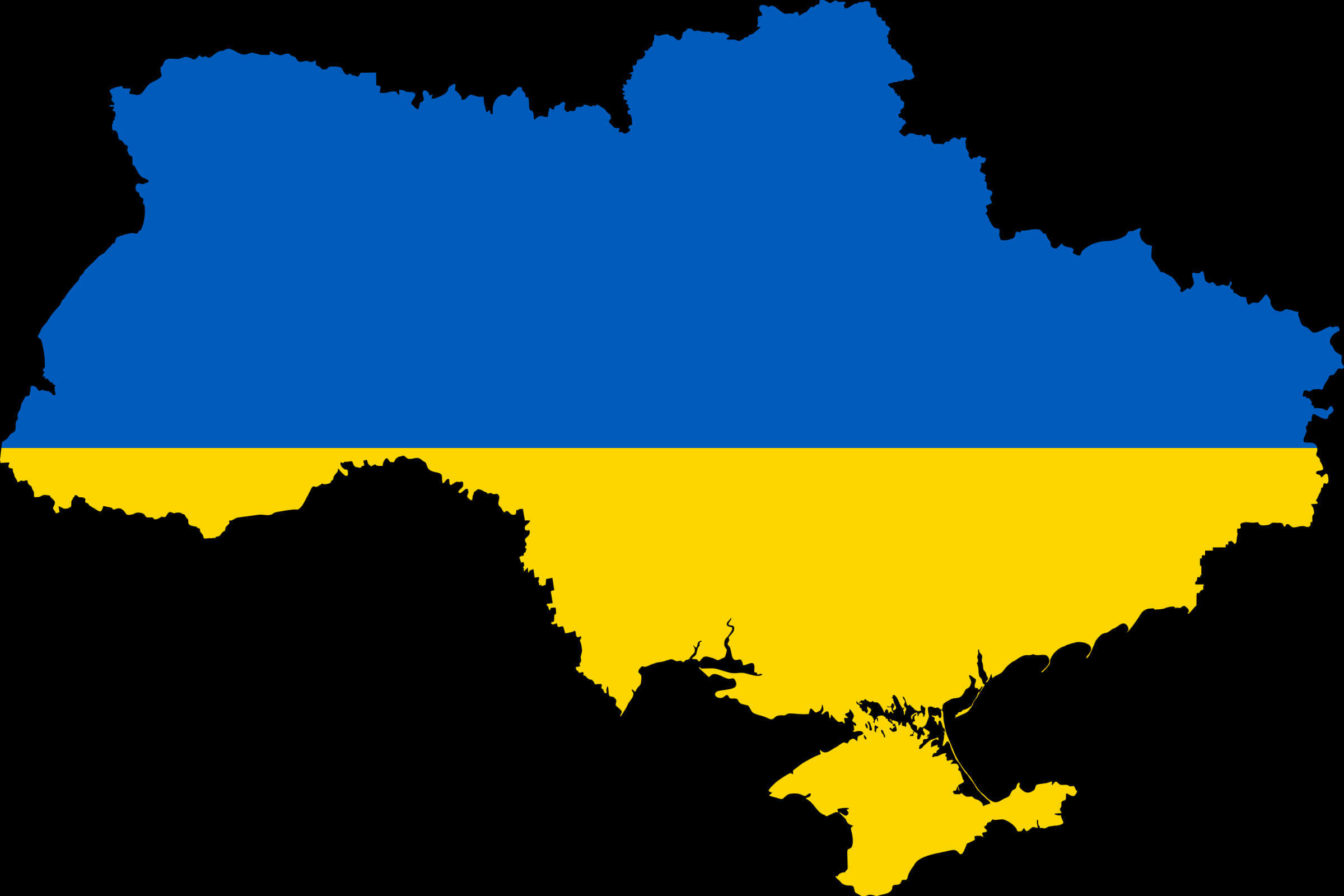 Ukraine Flag Silhouette Map PNG