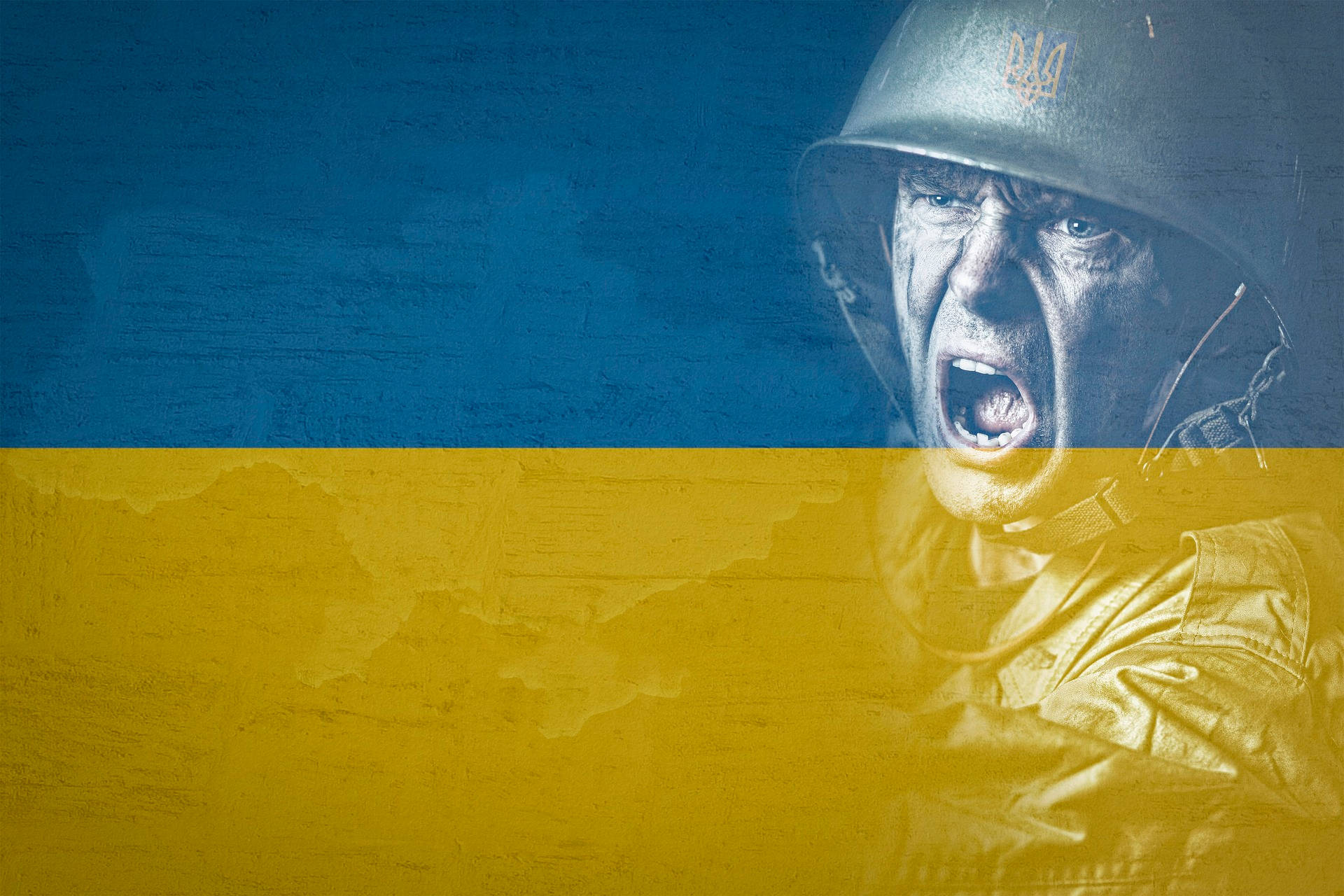 Ukraine Flag With Soldier Background