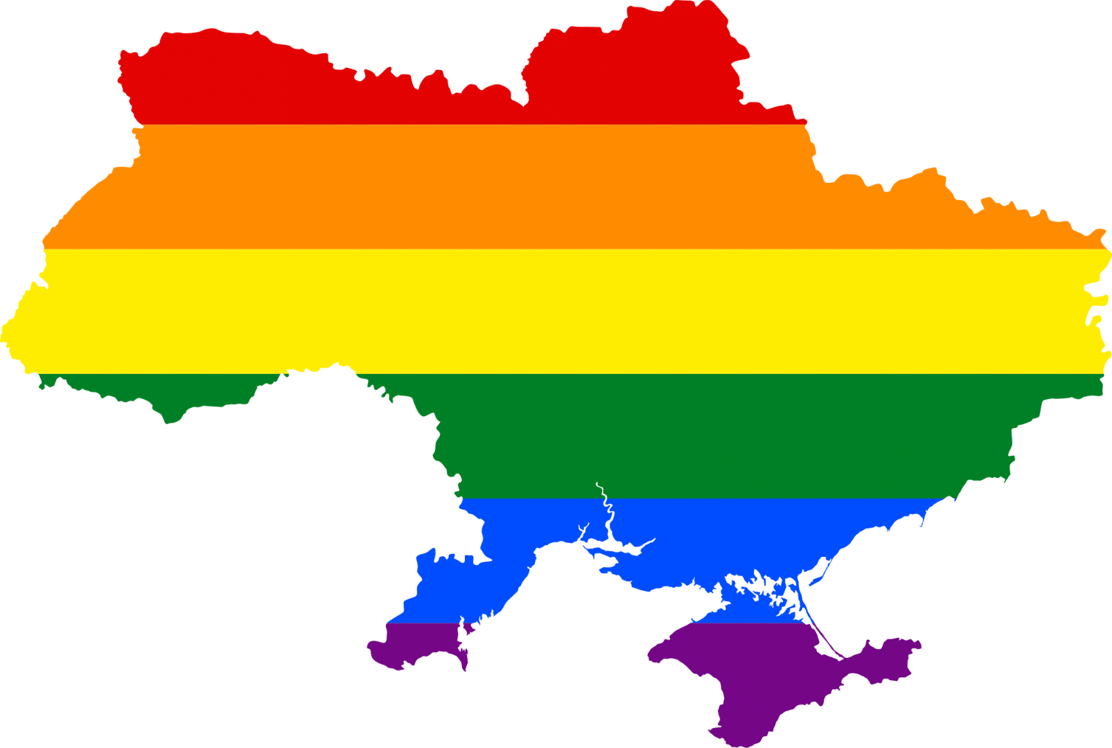 Ukraine Map L G B T Rainbow Colors PNG