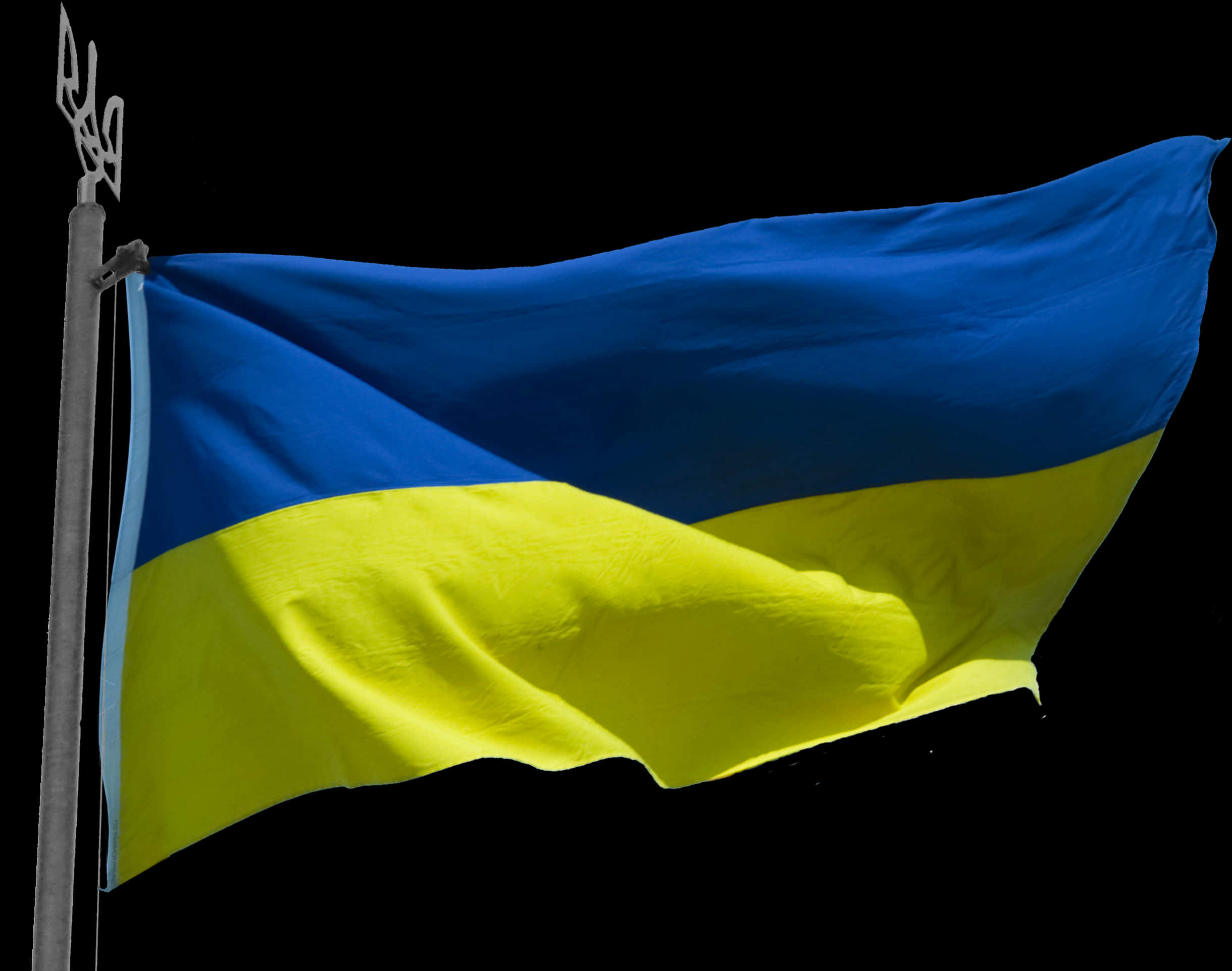Ukrainian Flag Waving Dark Background PNG