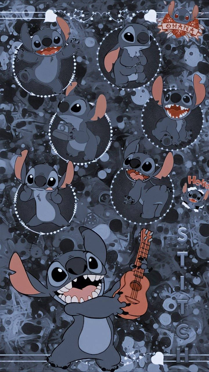 Ukulele Stitch Collage Wallpaper