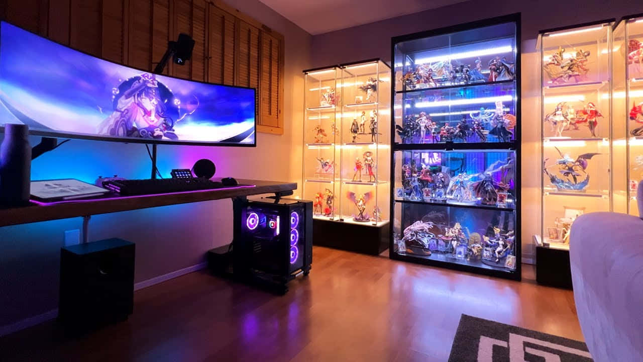 Ultimate Anime Gamer Setup Wallpaper