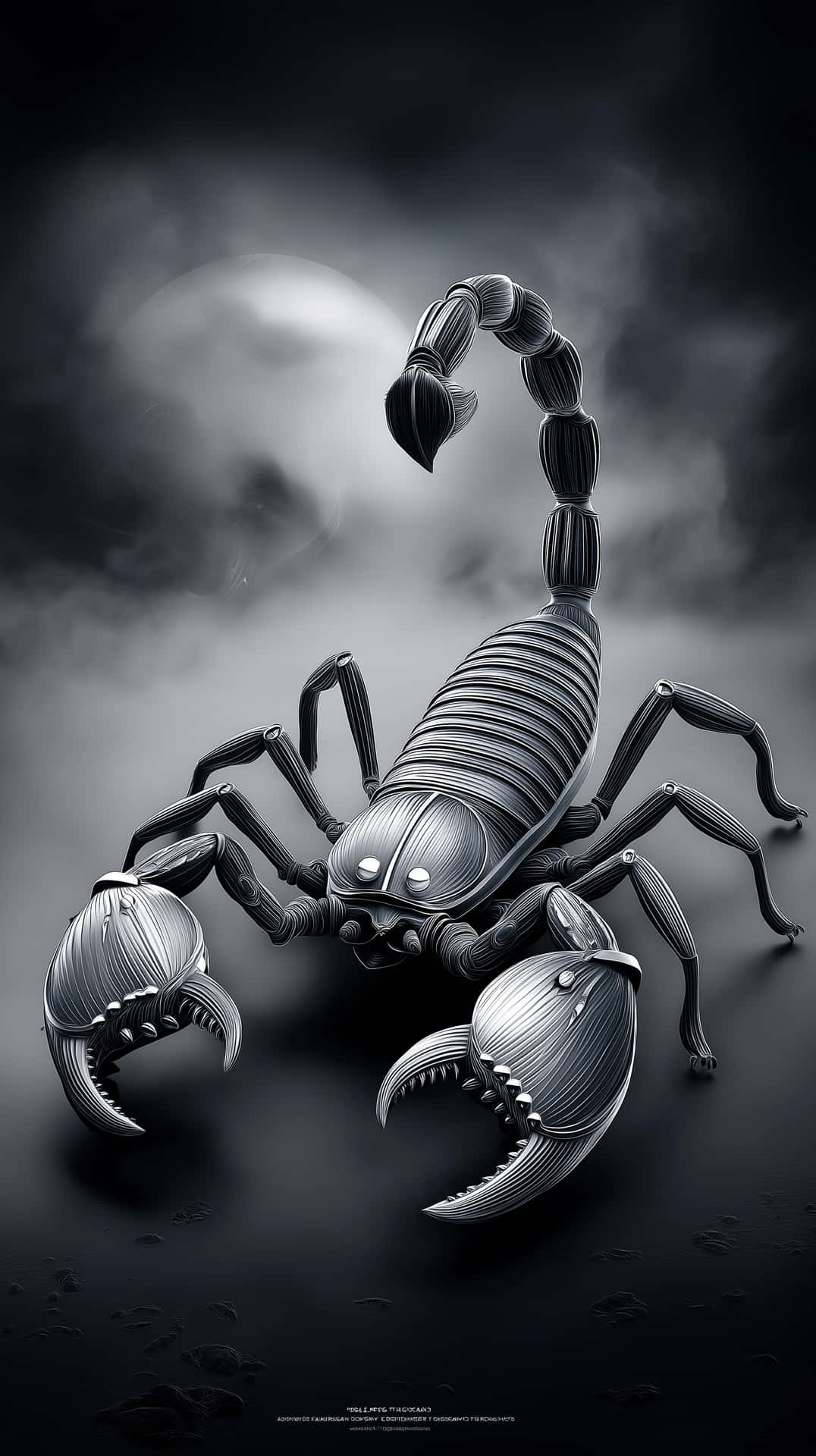 Ultra-detailed Gray Metallic Scorpion On Dark Background Wallpaper