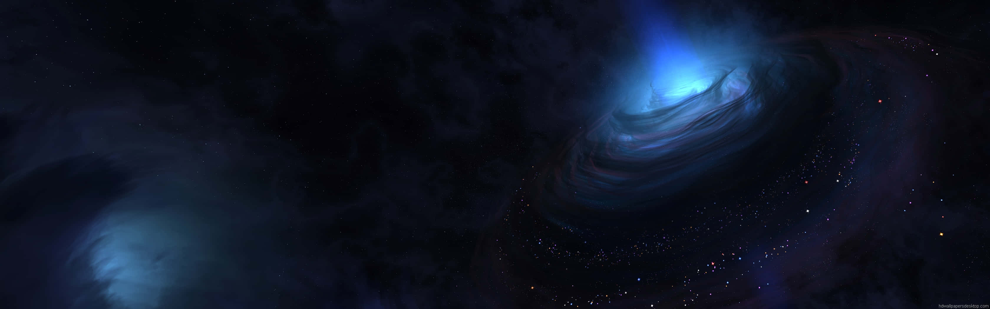 Blue Space With Blue Swirl Ultra Hd Dual Monitor - Wallpaper Wallpaper