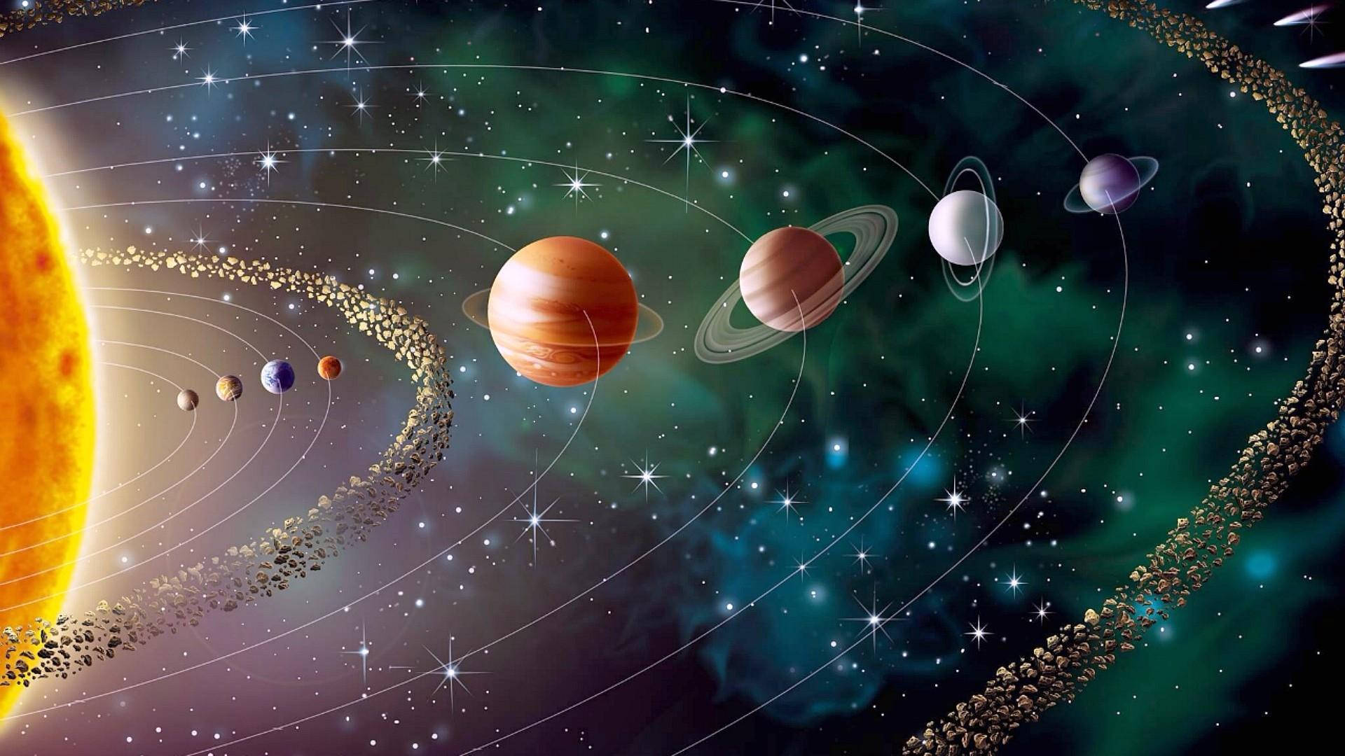 Ultrahd Sonnensystem Und Asteroidengürtel Laptop. Wallpaper