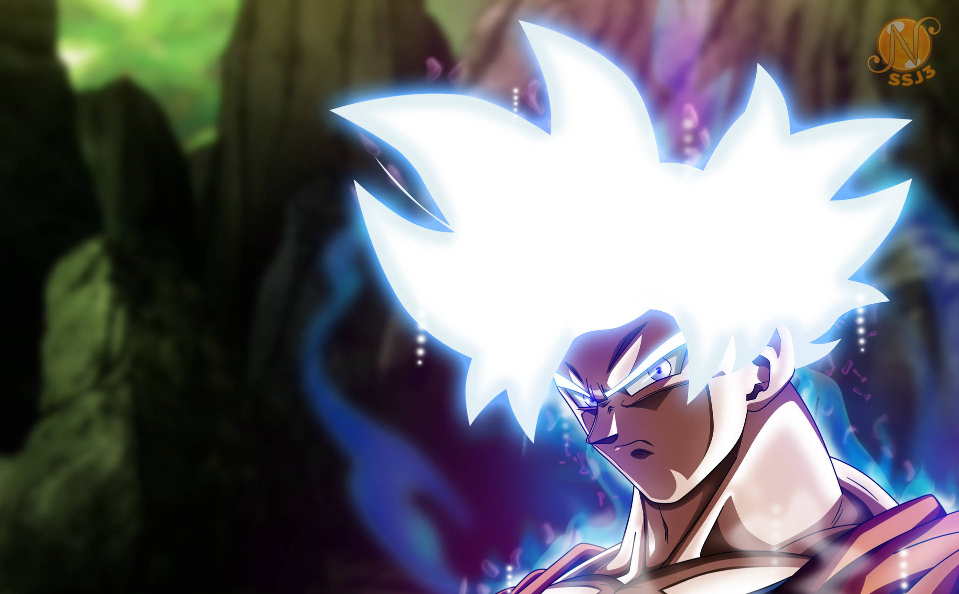 Ultrainstinct Goku Luminous Hair: Ultra Instinct Goku Med Lysande Hår. Wallpaper