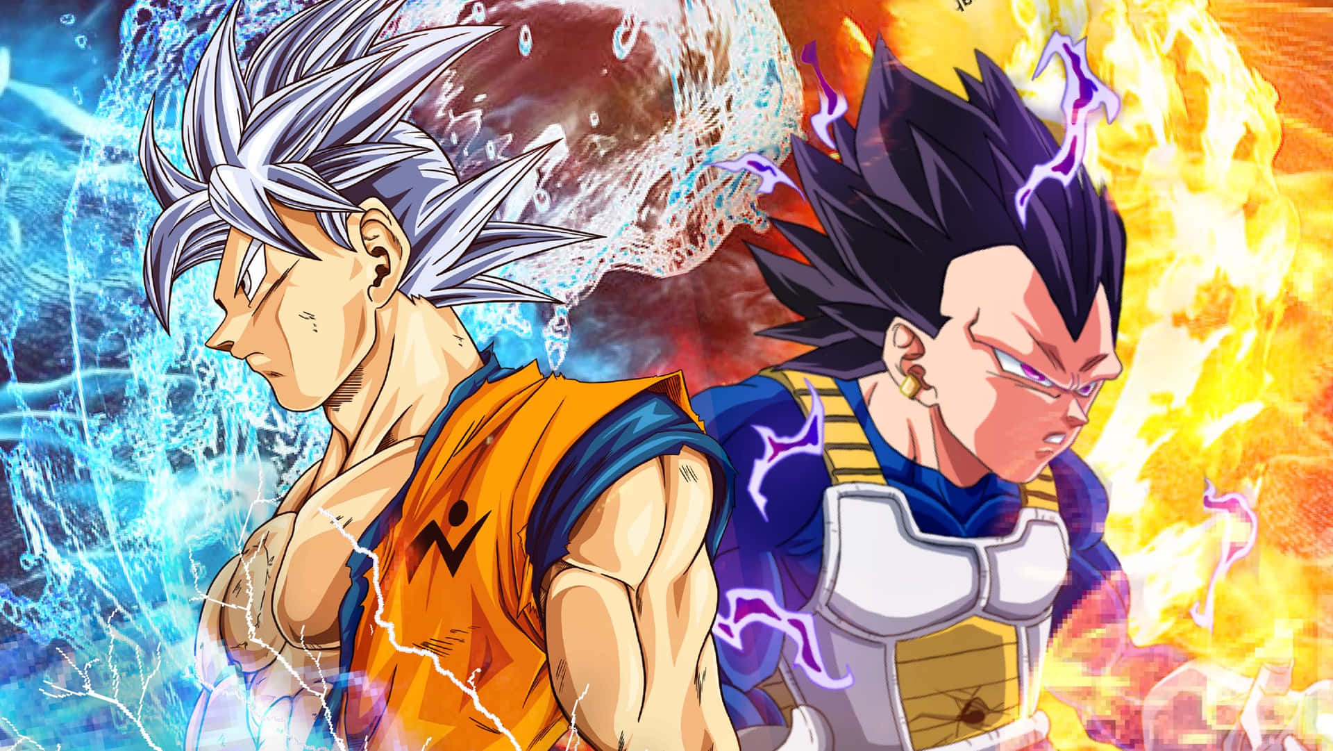 Goku Dan Vegeta Ultra Instinct Api Es Wallpaper