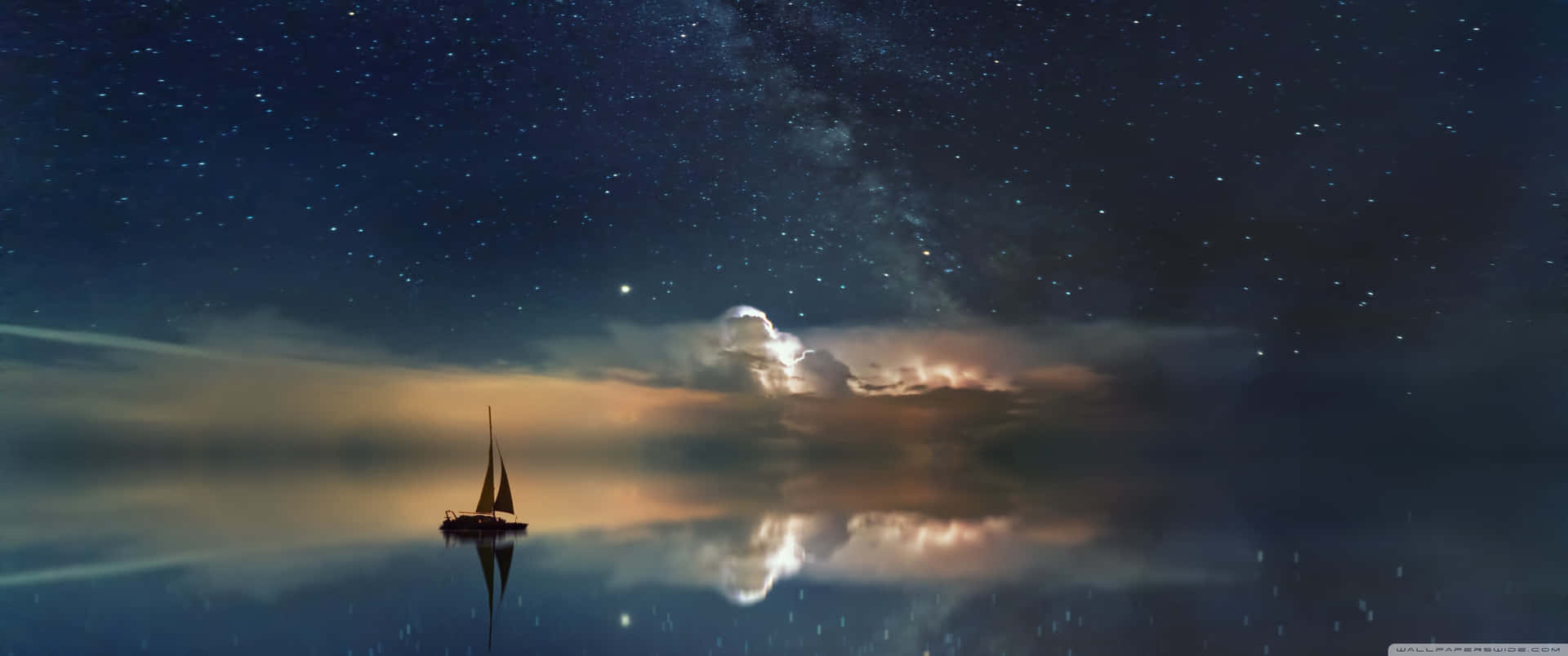Ultra Wide 3440 X 1440 Space Sailboat Wallpaper