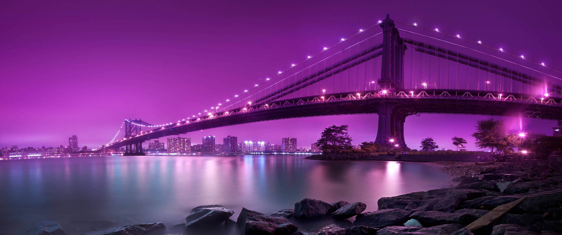 Ultra Wide 4k Purple Bridge Wallpaper