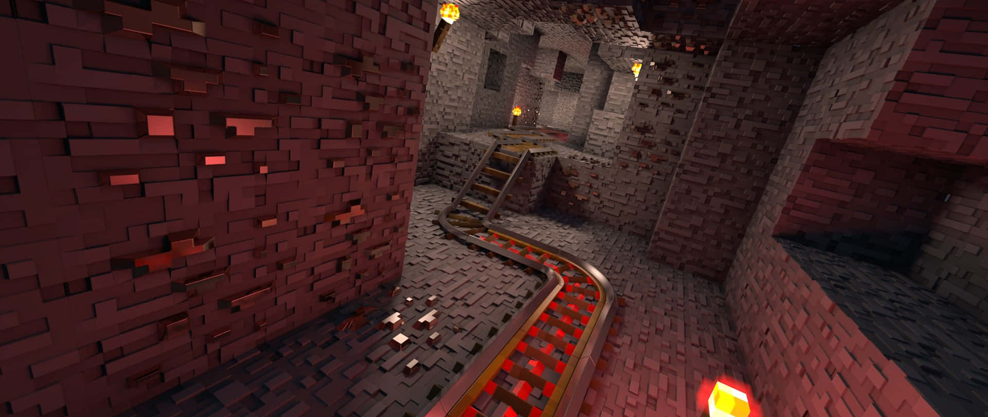 Minecraft Cave Ultra Bred Gaming Tapet Wallpaper