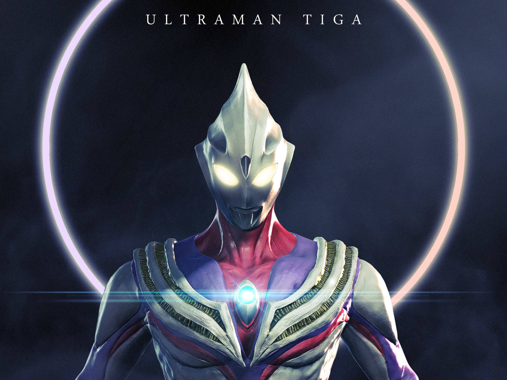 Ultraman Tiga Showcasing Power With Color Timer Wallpaper