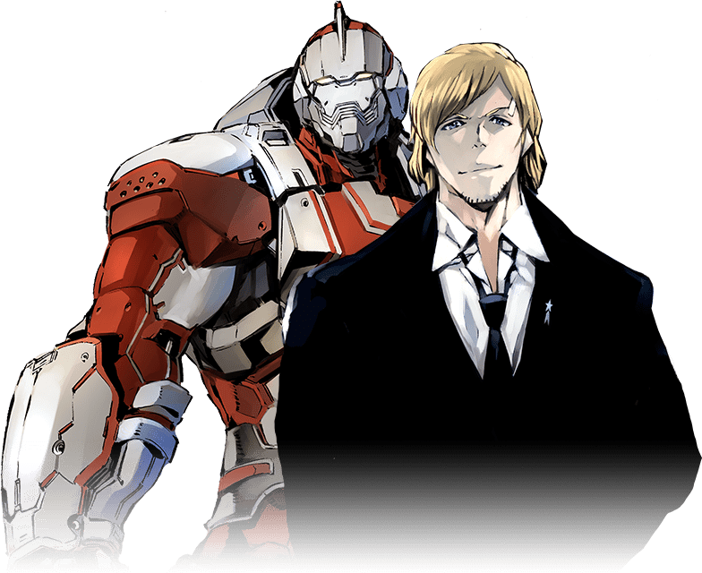 Ultraman_and_ Man_in_ Suit_ Illustration PNG