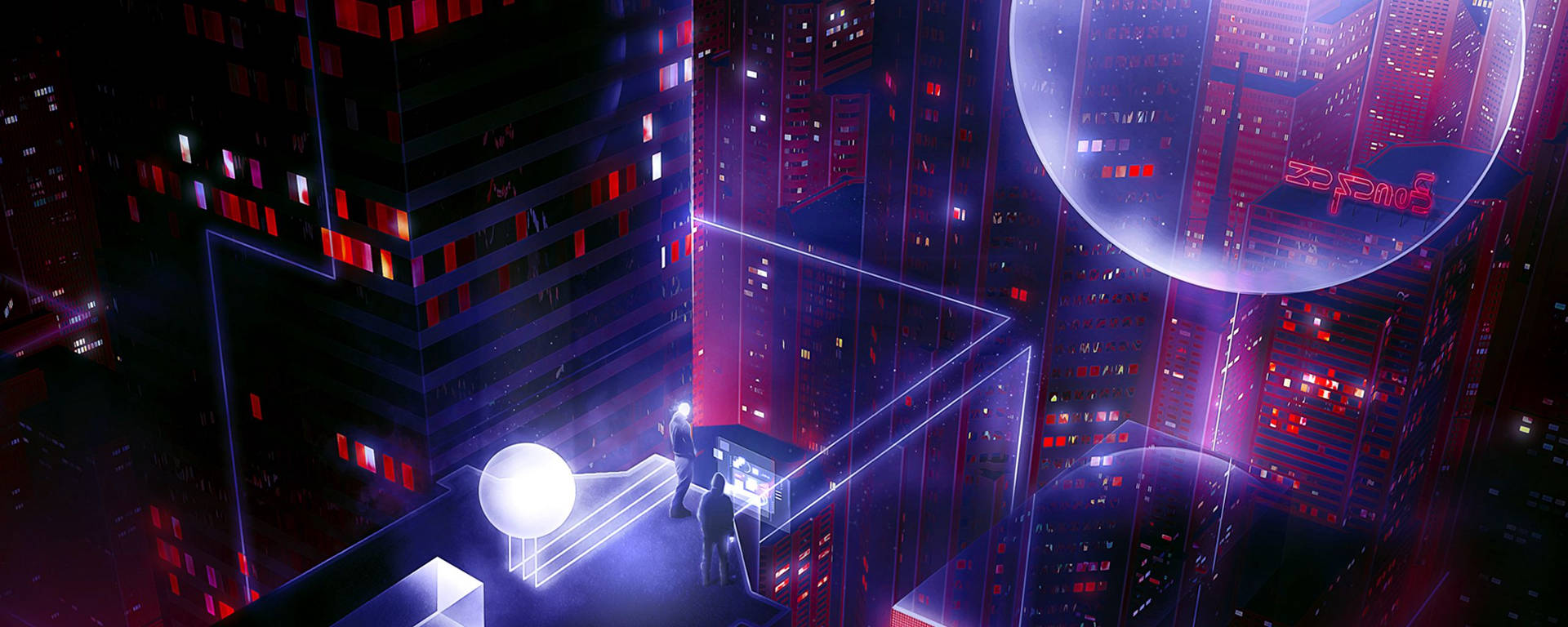 Ultrawide Cyberpunk Night City Buildings Wallpaper