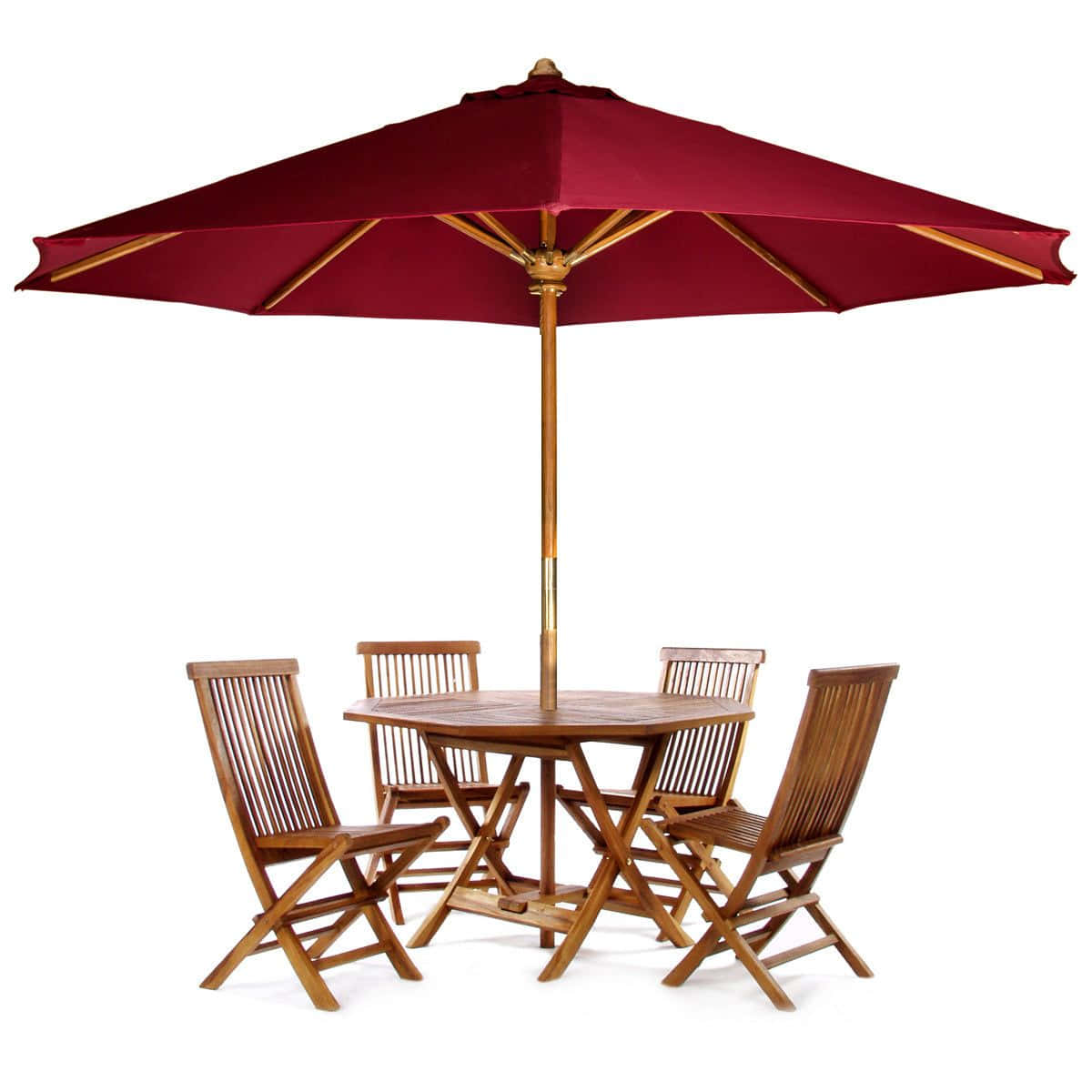 A Table With Chairs And An Umbrella
