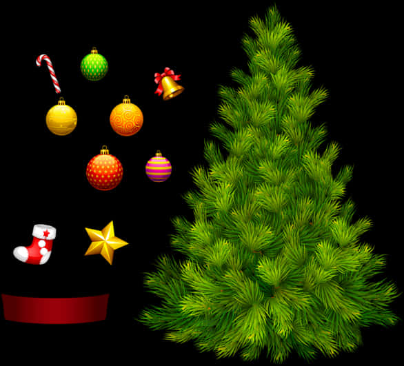 Unadorned Christmas Treeand Decorations PNG