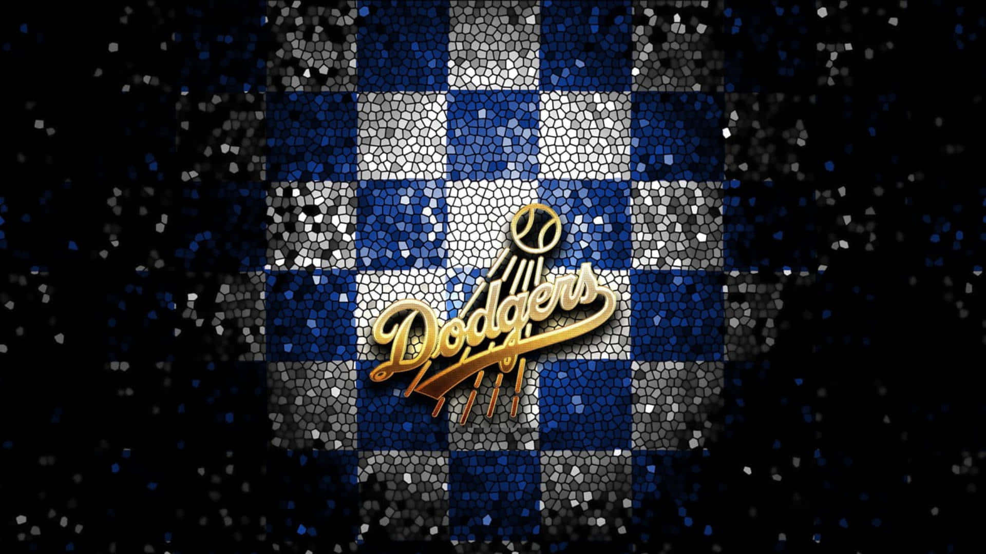 Unaimpresionante Imagen Del Logotipo De Los Dodgers Con Un Energizante Fondo Degradado Azul.