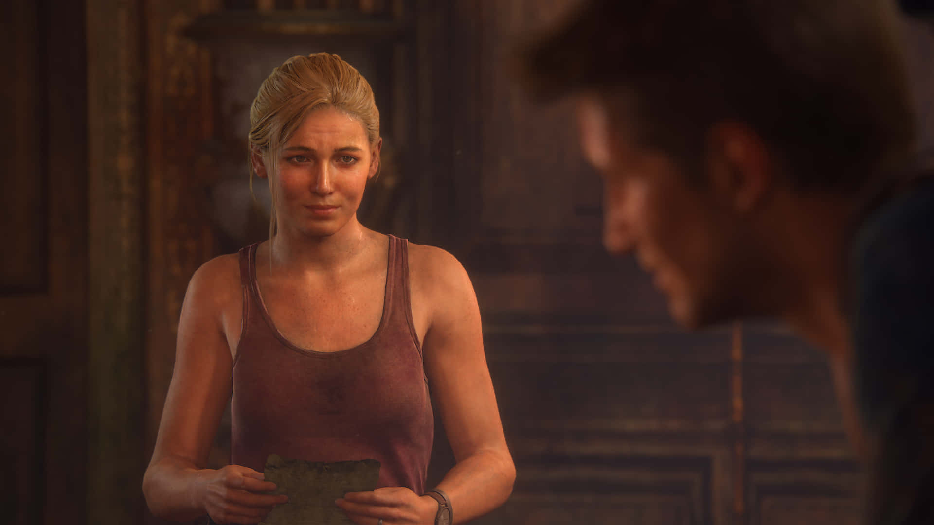 Einefrau Steht Neben Einem Mann In Einem Videospiel. Wallpaper