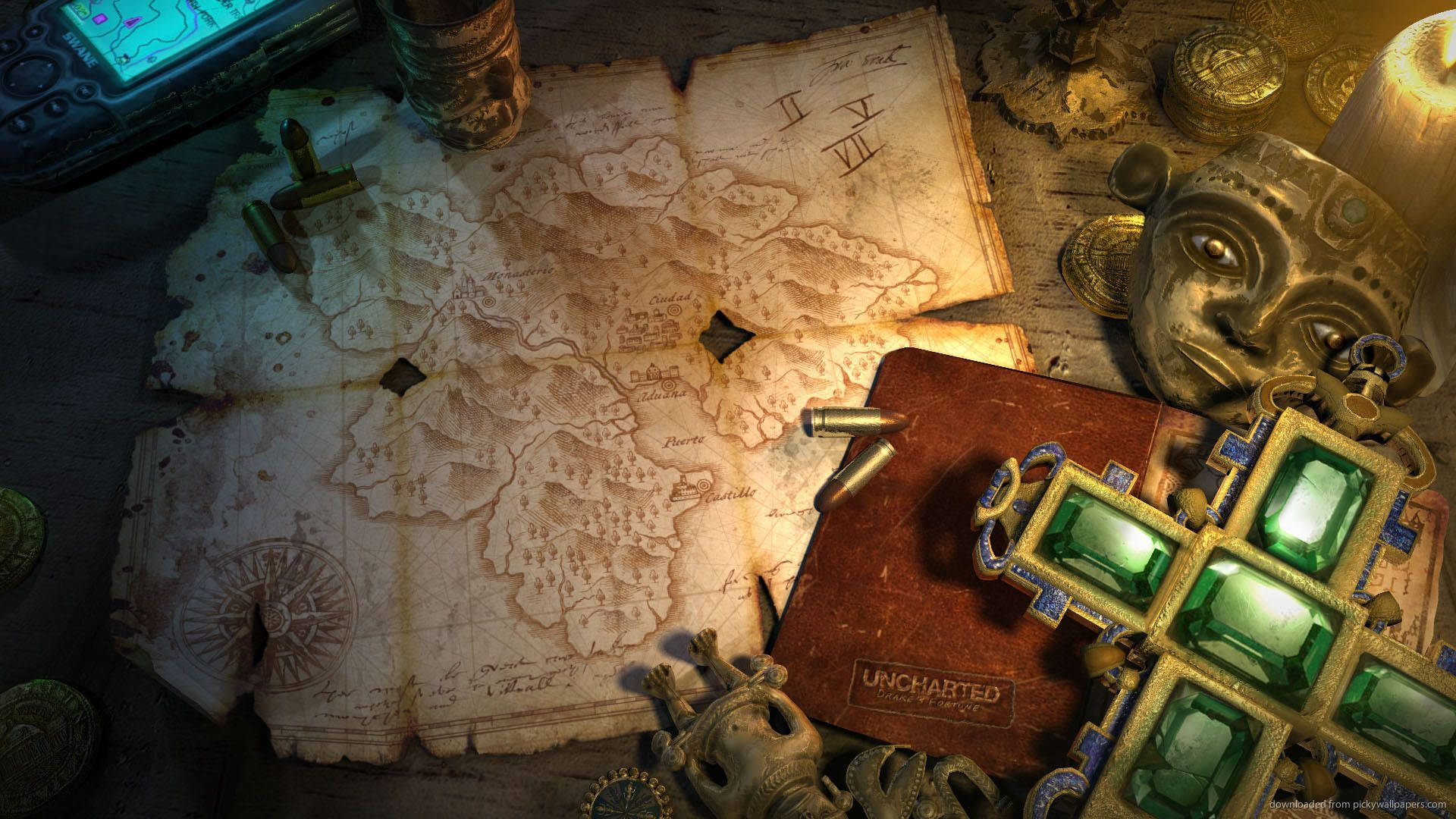 Uncharted Journal With Treasure Map Wallpaper