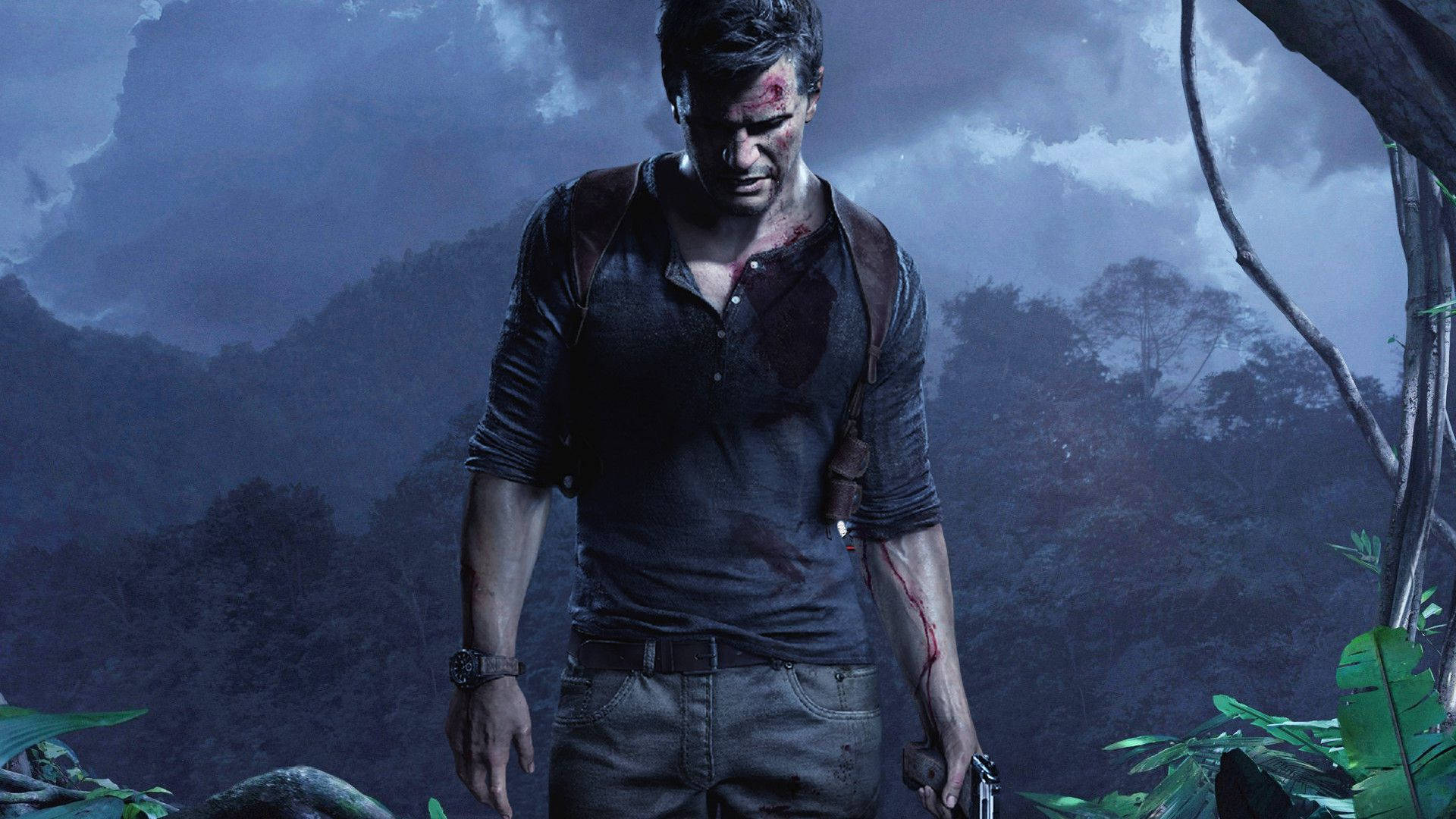 Uncharted Nathan Drake In Forest Wallpaper