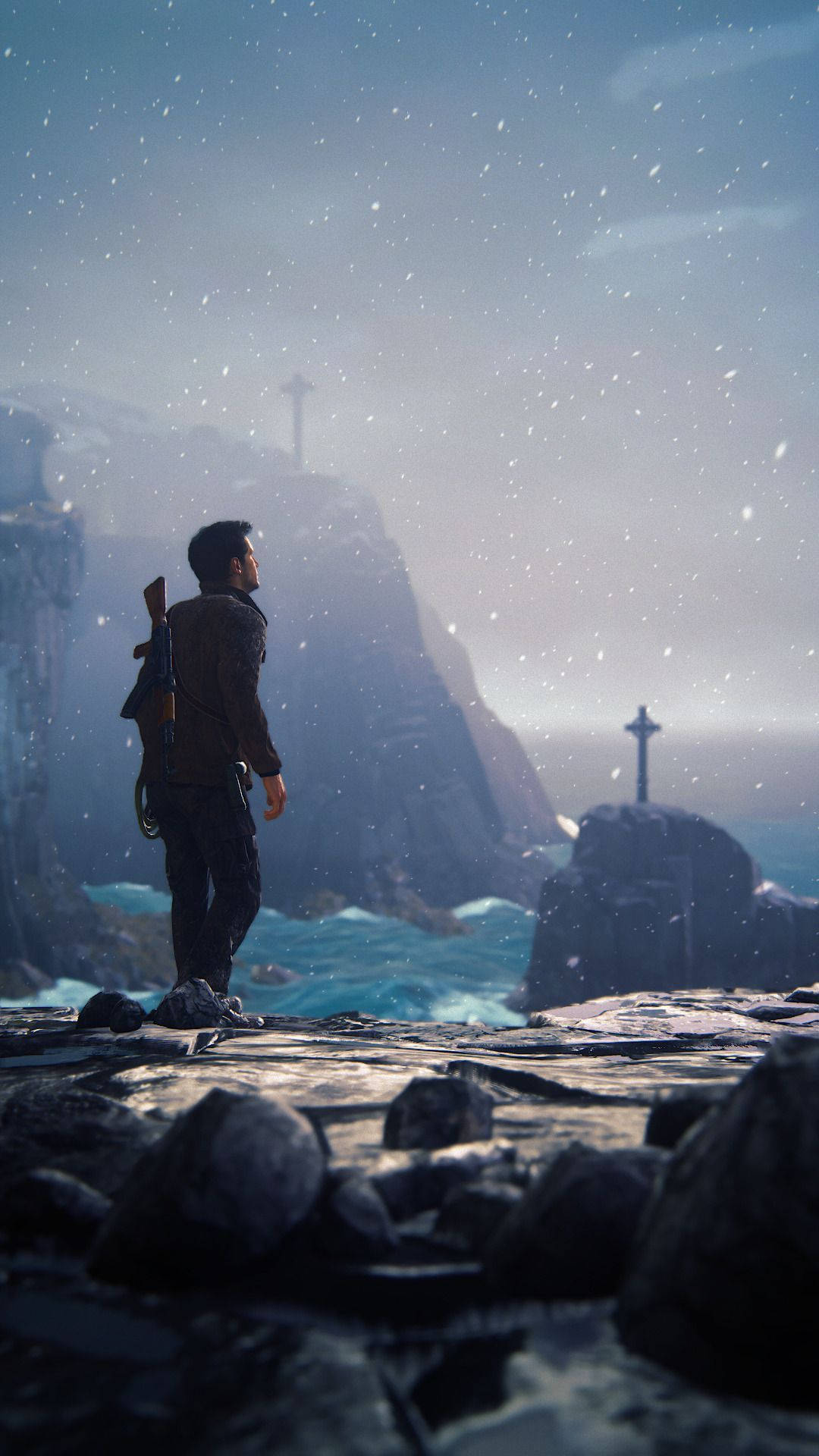 Uncharted Nathan Drake On Cliff